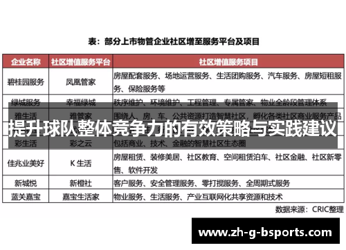 提升球队整体竞争力的有效策略与实践建议